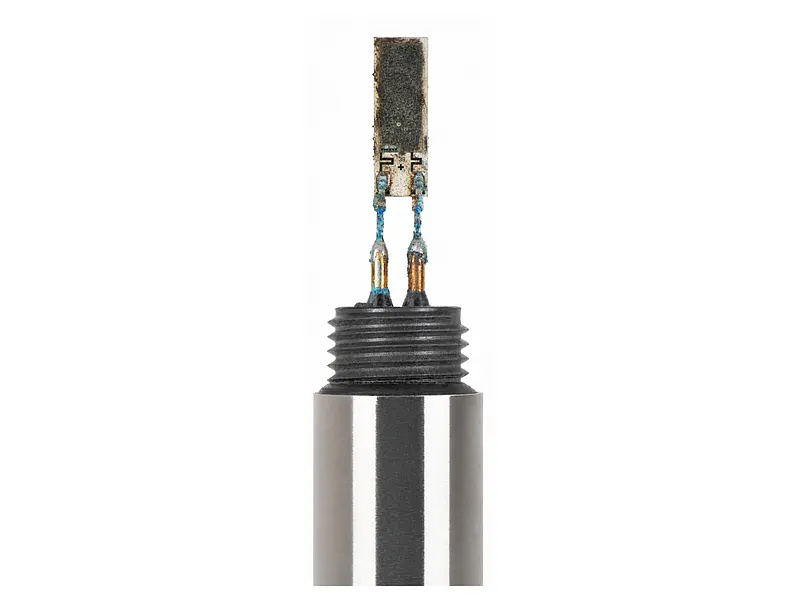 Example of how an unprotected sensor can look after use in a chemically contaminated environment